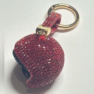 Red Football Helmet Rhinestone Keychain Bag Charm New